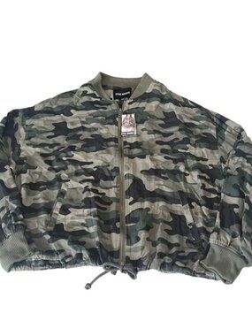 Steve Madden Green Desert Sage Camouflage Full Zip Jacket Size Medium NWT